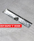 12 Inch Linear Shower Drain With Removable Square Panel, AISI 304 Stainless Steel Brushed Floor Drain With Adjustable Feet