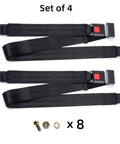 Two Point Universal Seat Belt Harness Kit For Go-Karts, Club Carts And Golf Carts, Adjustable 54-Inch Webbing, Black, Includes Installation Screws, Set Of 4, Easy Install, Heavy Duty Safety Restraint