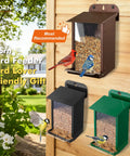 Weatherproof Metal Wall Mounted Bird Feeder With Heavy Duty Roof And Detachable Easy Clean System for outdoor use with birds feeding