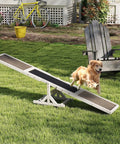 Golden retriever using Wooden Dog Agility Seesaw For Backyard Play And Training, Weatherproof Outdoor Exercise Toy With Stable Base