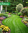 Garden Edging Border For Yard And Flower Beds, 100 Ft Long, Two Inch Tall Flexible Plastic Landscape Edging With 150 Stakes on lush lawn.