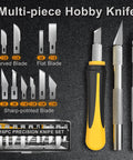 Pro Grade 16 Piece Hobby Knife Set With Interchangeable Blades Ergonomic Grip Anti Slip Handle Includes 13 High Carbon Steel Blades