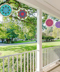 DIY Mandala Wind Chimes Craft Kit for Kids Color Your Own Wind Chimes With Wood Hanging Ornaments 24 Sets on porch