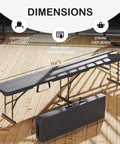 6 Foot Folding Bench Seat For Indoor Outdoor Use Portable Black 2 Pack with dimensions and folding design shown, easy carry handle visible.