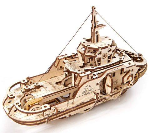 Rubber Band Powered Tugboat Model Kit 3D Wooden DIY Self Assembly Brainteaser With Mechanical Gears And Pendulum Motion wooden tugboat