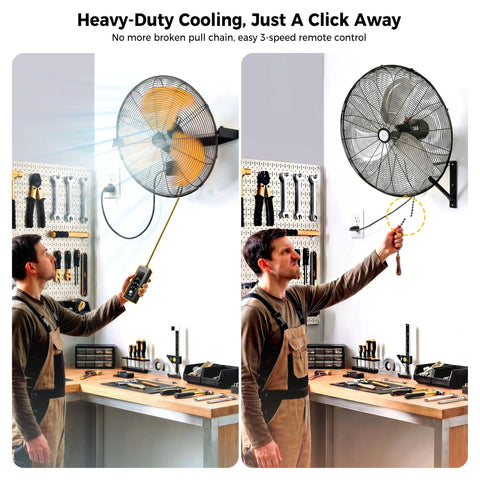 18 Inch Outdoor Wall Mount Fan With 600D Oxford Cover Dustproof Weatherproof IPX4 Waterproof For Patios And Garages