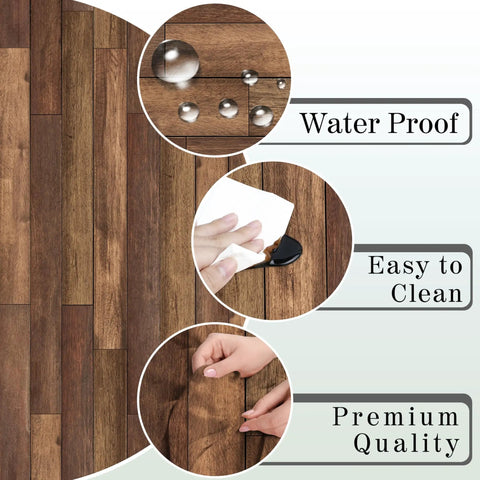 Round Outdoor Tablecloth With Umbrella Hole And Zippered Fitted Elastic Edge Wood Grain Look For Picnic Party And Patio Fits 44 To 48 Inch Round Tables Waterproof Oil And Scratches Resistant with water resistance, easy cleaning, and premium quality features highlighted.