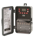 All Day Auto 24 Hour Time Switch With Digital Display, One Channel DPST Dry Contact, 120-277 VAC Input, Noryl Case Open View