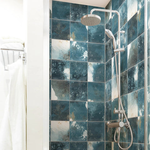 Kings Tradition Blue Porcelain Wall Tile Square Seven And Seven Eighths Inch By Fifteen And Three Quarters Inch For Indoor Walls