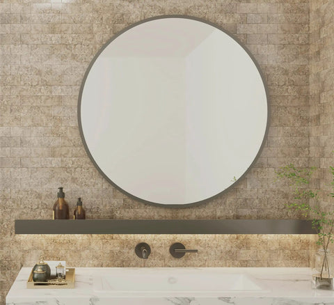 Peel And Stick Backsplash Tile 12x12 Real Stone Texture With Specular Reflective Finish in a bathroom setting