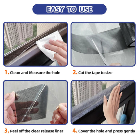 Steps to apply Heavy Duty Window Screen Repair Tape 3 Inch By 20 Foot Patch Kit For Window Screens And Screen Doors Tears And Holes