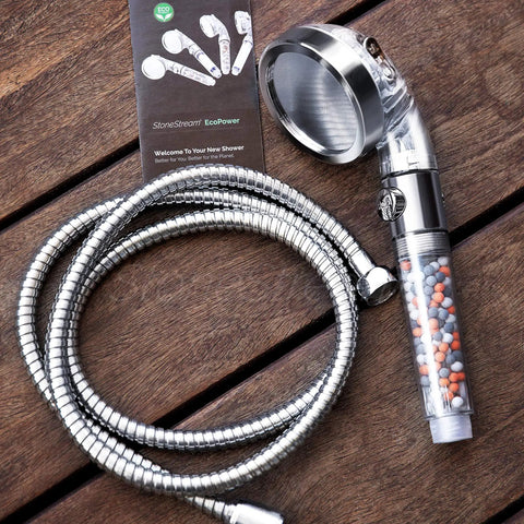 EcoPower High Pressure Handheld Shower Head and Wall Showerhead Combo With Three In One Spray System For Rainfall, Massage, And Jetting, Eco Stop Temperature Control For Consistent Hot Showers And Water Savings