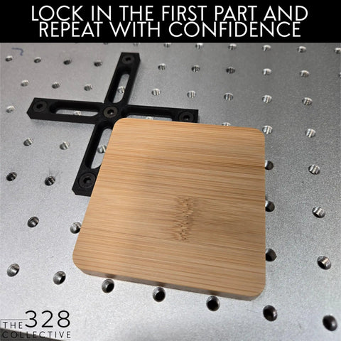 Bombproof Galvo Laser Fence Kit 8 Piece Alignment Fixture For 25mm Pattern Tables on machine with wooden piece