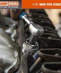 One Quarter Inch Drive Mini Damaged Bolt And Stud Extractor 51013 used with impact wrench on engine stud