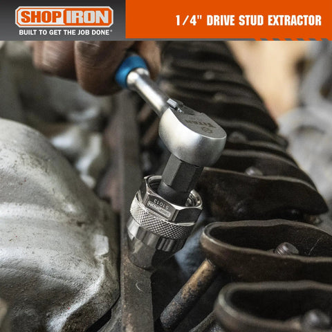 One Quarter Inch Drive Mini Damaged Bolt And Stud Extractor 51013 used with impact wrench on engine stud