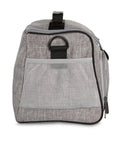Side view of grey Leakproof Reusable Soft Insulated Cooler Lunch Bag For Office Lunches And Picnics Keeps It Cold For Hours On The Go 24 Can Capacity