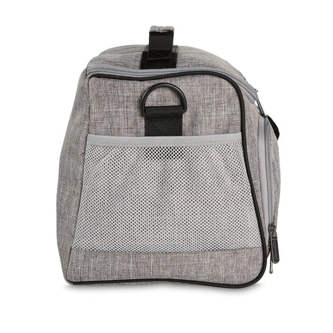 Side view of grey Leakproof Reusable Soft Insulated Cooler Lunch Bag For Office Lunches And Picnics Keeps It Cold For Hours On The Go 24 Can Capacity