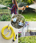 Four Pack Hose Repair Kit For Garden And Water Hoses, Heavy Duty Aluminum Fittings With Zinc Alloy Clamps, Fits 3/4 Inch And 5/8 Inch Hoses in use.