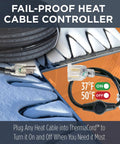 Outdoor 120V Heat Cable Controller Thermostat Weatherproof, Energy Saving Auto On At 37F Off At 50F, UL Listed