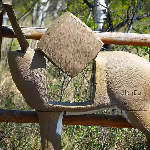 Crossbow Buck Replacement Core With Open Layered Polyfusion Technology displayed on a GlenDel target frame outdoors.