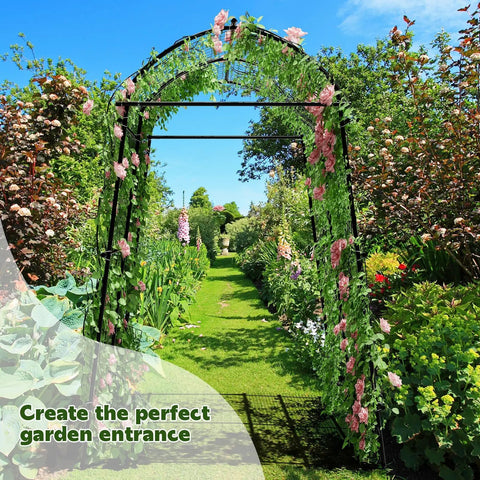 Tall Garden Arch Trellis For Climbing Plants Built Tough Heavy Duty Metal Tunnel Archway With Adjustable Base Width 87 Inch High
