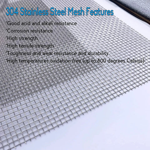 Two Pack 12 Inch By 24 Inch 5 Mesh Stainless Steel Wire Mesh Screen Built To Last Never Rust Hard And Heat Resistant For Fire Pit Liners And Outdoor Projects 310mm By 610mm showcasing durability and features.