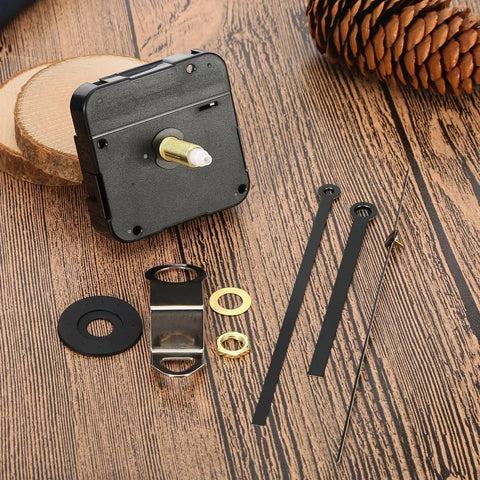 28 Mm Long Shaft Quartz Clock Movement Replacement Kit with Metal Hook for DIY Clock Repair, Black Finish, Clock Parts
