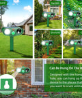 Solar Powered Ultrasonic Deer Repellent Outdoor Deterrent With Motion Sensor Strobe Light That Keeps Rabbits Cats Raccoons Squirrels Out Of Your Garden Yard And Farm Landscaping Protecting Plants In Style 2Pack mounted on wall