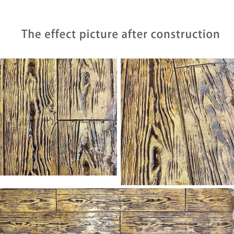 Concrete Stamp Set With Wood Grain And Stone Wall Textures For DIY Pro Grade Stamped Concrete Projects Includes Texture Stamps Mats Edge Molds And Decorative Molds For Realistic Wood Grain Or Stone Look effect on concrete surface