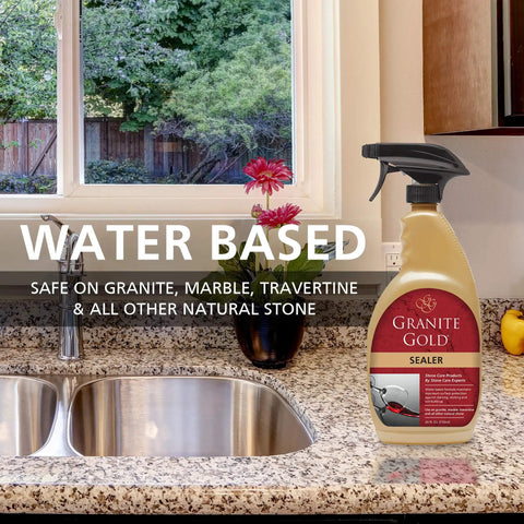 Water Based Sealer Spray For Granite Marble Travertine And Natural Stone Countertops That Keeps Your Stone Safe From Oil Water Coffee Wine Stains Etching And Soil Build Up 24 Fl Oz 1 Pack on kitchen countertop