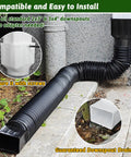 2 Pack Gutter Downspout Extensions 138 Inches With Filter, Flexible Corrugated Gutter Pipe installed on concrete