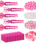 Breast Cancer Awareness Duck Cheer Pins Kit for Volleyball Squad and Team Spirit Crafting Includes 60 Rose Red Wooden Clothespins 60 Rose Red Mini Ducks 60 Pink Ribbon Charms 60 Ribbon Bows Five Bags of Letter Beads Fight and a Glue Tube, pink awareness craft kit layout
