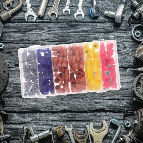 Solid HAKIDZEL 158 Piece Electrical Wire Caps Assortment Kit With Spring Terminal Nuts For Quick Outdoor Wiring And Perfect Electrical Box Connections To Secure Your Circuits Without Any Drama Or Loose Wires. 158-piece wire cap kit in clear organizer box