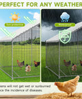 Big Walk In Chicken Coop With Run Galvanized Poultry Enclosure With Waterproof UV Cover And Secure Lock Sturdy Steel Frame Ideal For Chickens Rabbits And Ducks In Backyard Or Farm 19.7 Feet By 9.8 Feet By 6.6 Feet shown with weather protection feature