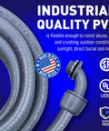 1-Inch Non-Metallic Liquid-Tight PVC Conduit Kit, 25 Ft Type B Flexible Electrical Conduit shown with connectors and USA made label