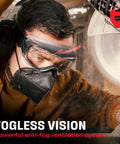 Man wearing Anti Fog Safety Goggles With Premium Anti Scratch Coating And Lenses UV Shield Vented Panoramic Eye Protection