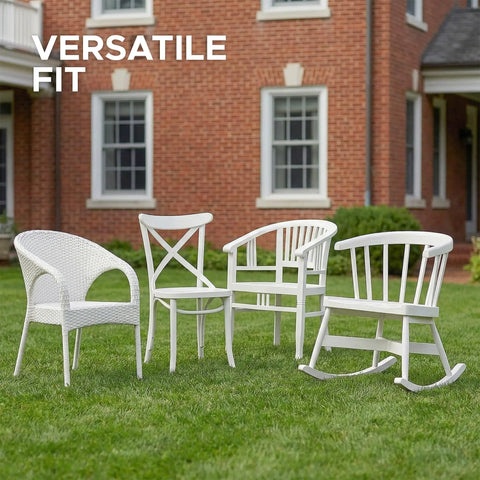 Outdoor Chair Cushions Set Of 4 With Ties, Fade Resistant And Water Resistant, D Shaped Patio Seat Pads, chairs on lawn