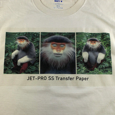 Transferred image on t-shirt using Jet Pro Soft Stretch Heat Transfer Paper For Inkjet Printers White 8.5 By 11 Inches 100 Sheets
