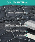 Detail of waterproof dog car seat cover layers: 600D Oxford, PP cotton, TPU coating, non-slip net. Waterproof Dog Car Seat Cover For Back Seat In Trucks Nonslip Bench Protector For Cars Fits Ford F Series Ram 1500 Nissan Frontier Toyota Tacoma GMC Canyon Silverado Pet Travel.