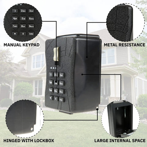 WiFi Enabled Smart Lock Box For Homes And Rentals With Remote Access And Key Sharing, highlighting keypad and metal casing