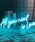 All You Need Is Love Neon Sign LED Light For Home Bar Party Decor, Customizable Neon Wall Art, 60x26cm glowing on shelf