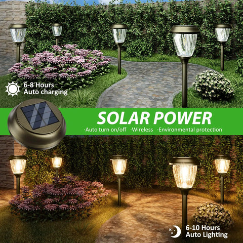 Solar Pathway Lights Outdoor Warm White 10 Or 25 Lumens Glass Solar Lights For Yard Patio And Walkway Waterproof