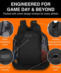 Heavy Duty Mesh Gear Bag with adjustable backpack straps, three compartments, quick access pockets, for sports and water.