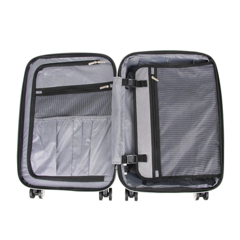 Interior view of Diamond Tower Hardside Luggage With Expandable Design Rose Gold Finish Eight Wheel Spinner Travel Case