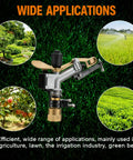 Heavy Duty Aluminum Alloy 1 Inch Thread Rotary Sprinkler for Lawn and Garden Irrigation 360 Degree Coverage, orchard use