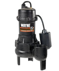 Beast Of A 1/2 HP Cast Iron Sewage Pump With Piggy Back Float Switch Heavy Duty Submersible Waste Pump For Sewage Pits And Holding Tanks Up To 6,200 Gallons Per Hour in black cast iron with tether switch