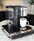Rolling Black Finish Coffee Pod Storage Drawer For K Cups Holds 42 Pods Extra Wide Under Coffee Pot Space Slim Countertop Organizer