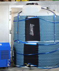 NSC1000-230-1 Freeze 1-Ton Industrial Chiller with blue wrap and tank setup for lasers, engravers, and welding equipment indoors.