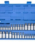 Open case of an All In One Hex Bit Socket Set 33 Piece SAE And Metric Allen Bits For Ratchets And Hand Tools S2 Steel Construction