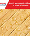 Multi Surface Waterproof Stain And Sealer For Exterior Wood, Concrete And Brick Clear Finish with water beading on wood surface